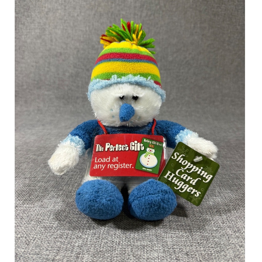 NWT Dan Dee Snowman Shopping Card Hugger Plush Blue Holiday Gift Holder 8in